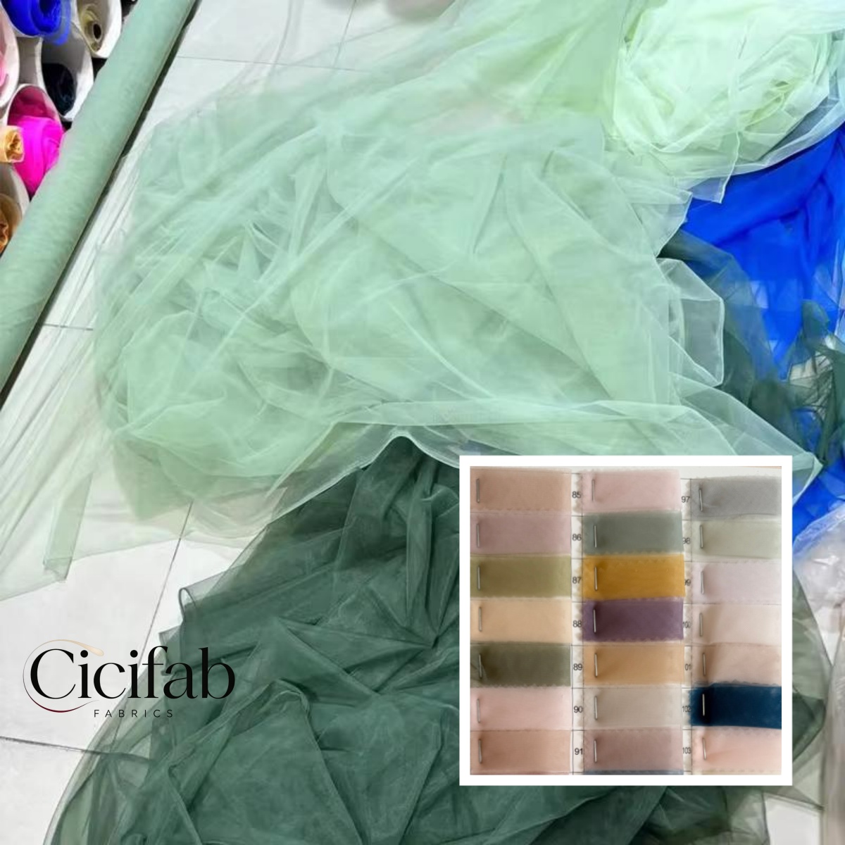 Wedding Backdrop Curtain - ヴィンテージ風の緑色の伸縮性のあるチュール生地。柔らかく、透け感のあるメッシュ生地で、DIYの屋外背景、ウェディングデコレーション、イブニングドレスの縫製などに最適。