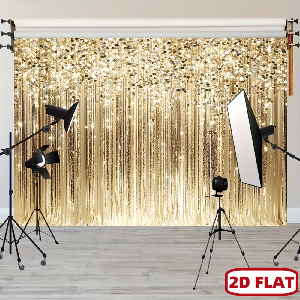 ゴールドスパンコールカーテン2Dフラット写真撮影用背景幕　華 - Wedding Backdrop Curtain のレビューと価格