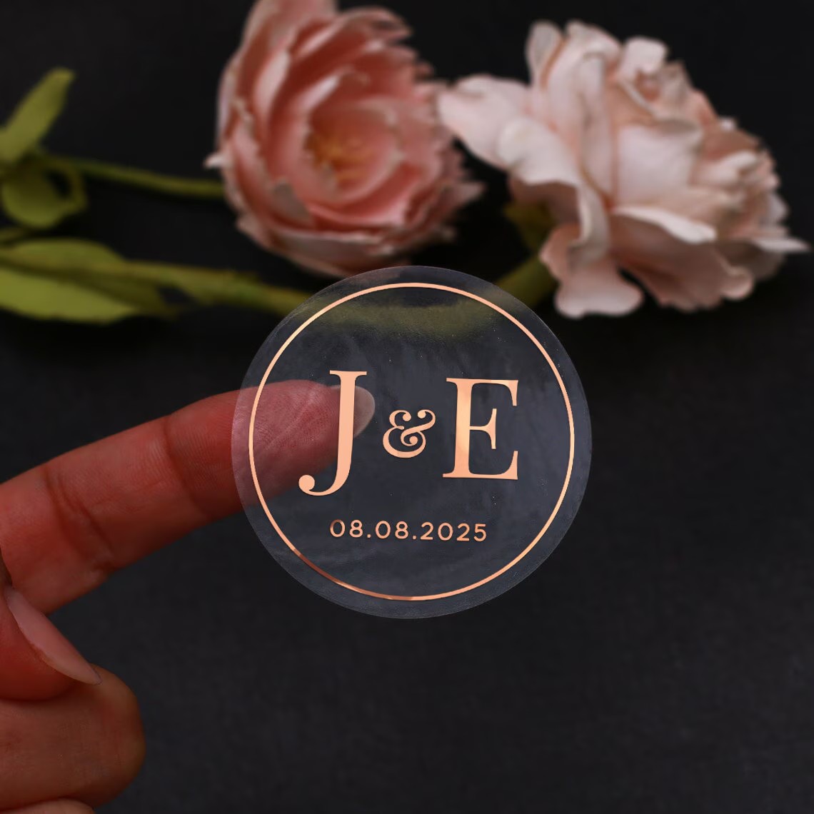 透明な植物柄のウェディングステッカー、パーソナライズされた箔 - Wedding Envelopes のレビューと価格