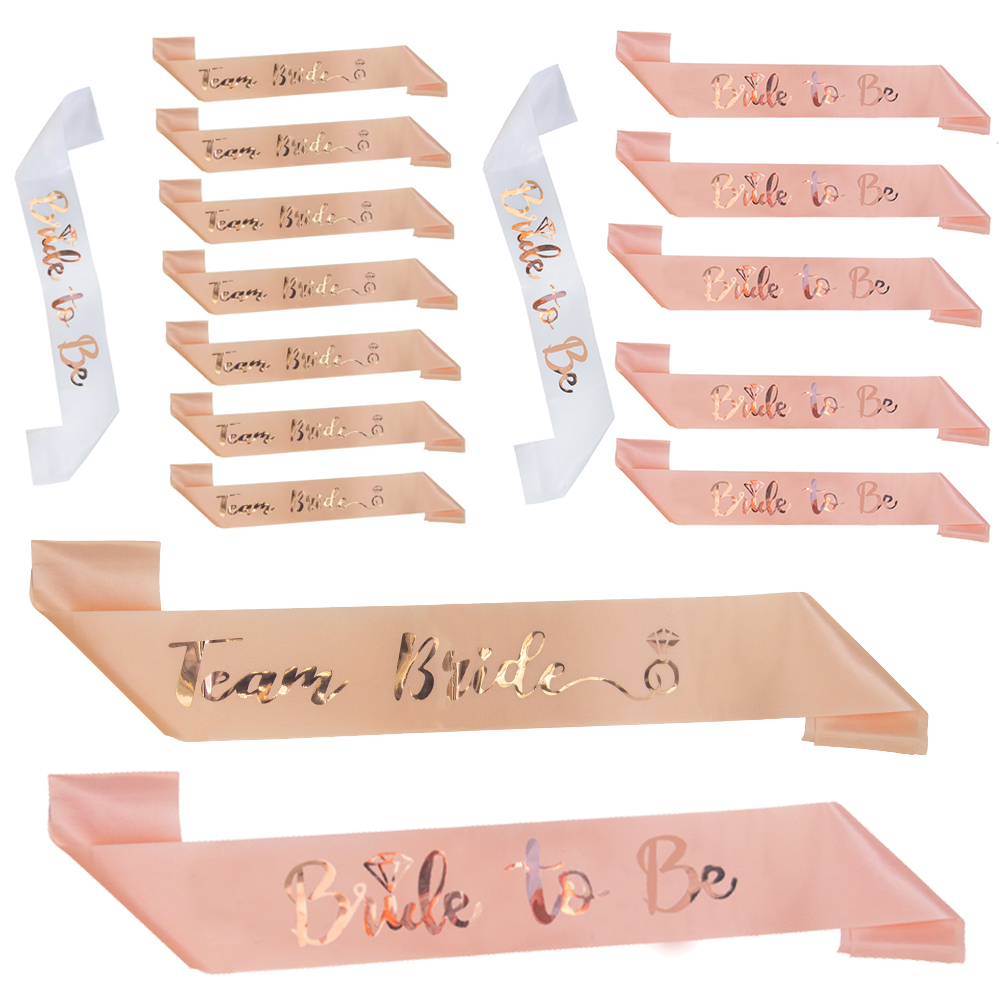 シャンパン/ローズゴールドの花嫁にチーム花嫁サテンサッシュ独 - Bride Tribe Sash のレビューと価格
