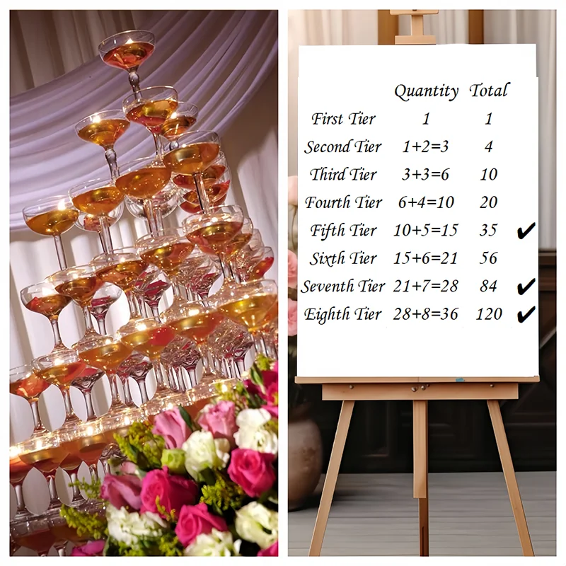 透明プラスチック製シャンパングラススタンド。5段、7段、8段 - Champagne Tower Set のレビューと価格