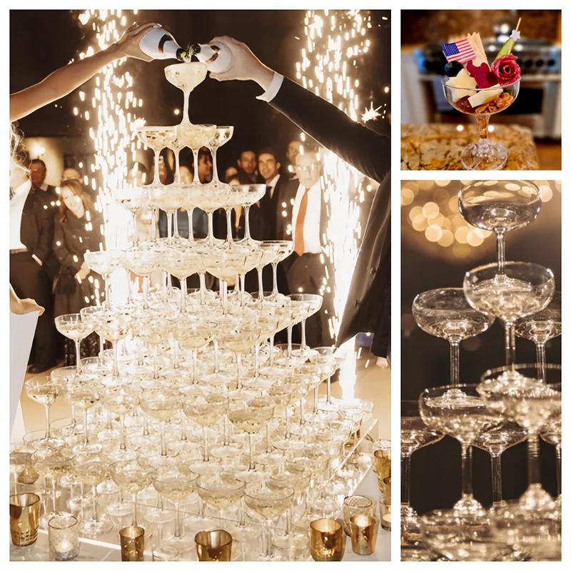 透明プラスチック製シャンパングラススタンド。5段、7段、8段 - Champagne Tower Set のレビューと価格