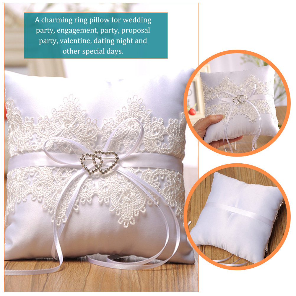 上品なウェディングリングピロー。レースとリボンで装飾された、 - Ring Bearer Pillow のレビューと価格